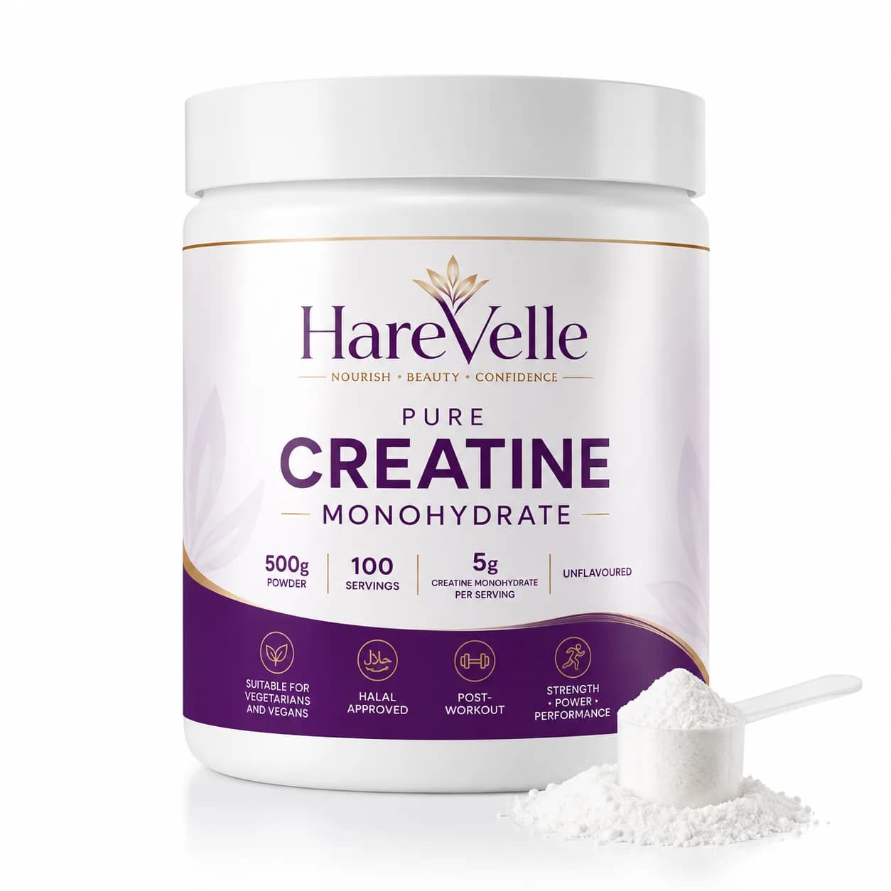 Front of the Pure Creatine Monohydrate 500g powder pouch