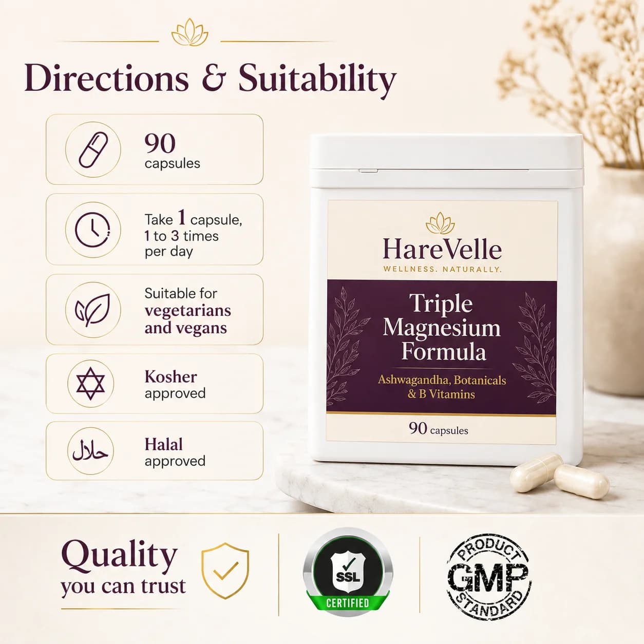Triple Magnesium Formula directions and suitability information
