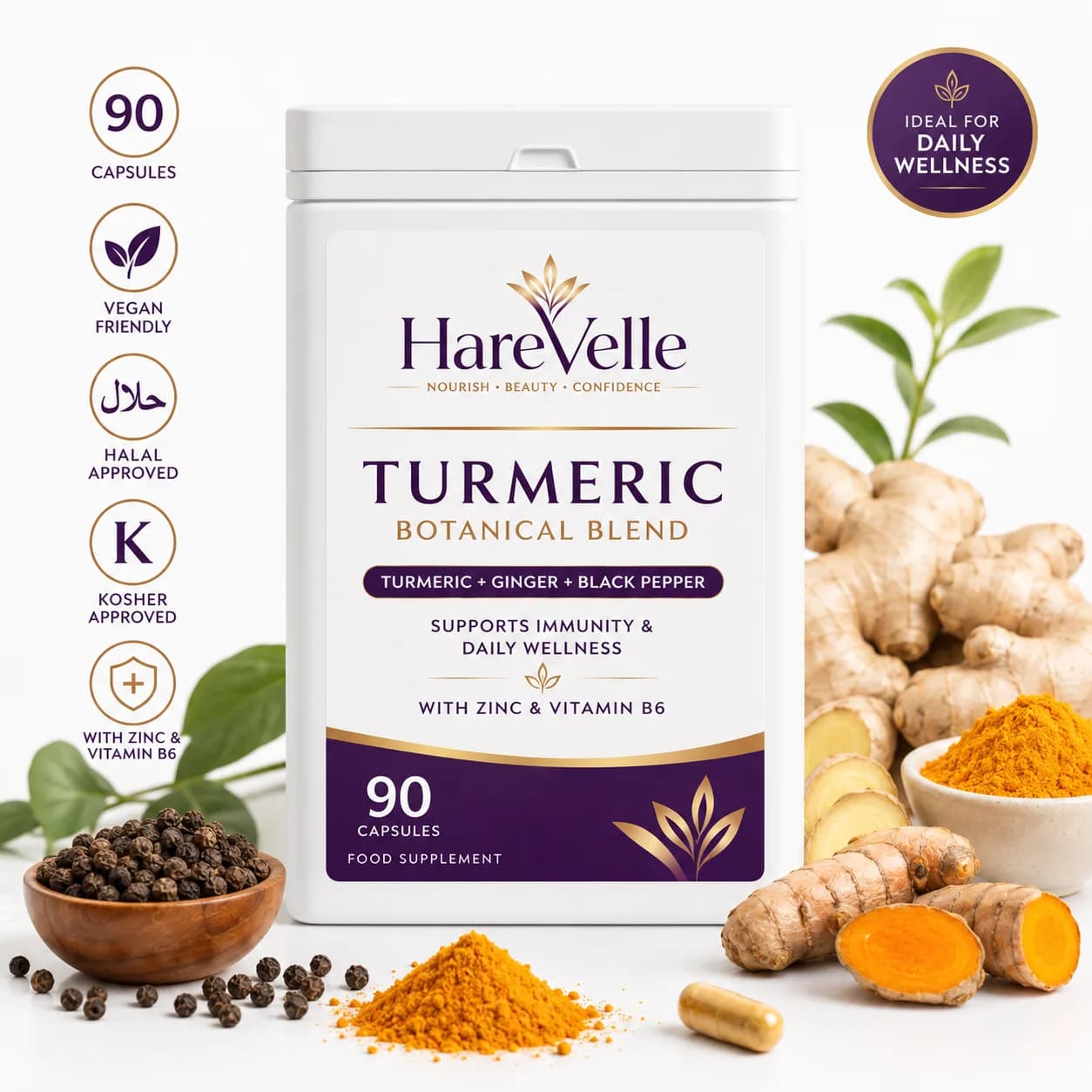 Turmeric Botanical Blend directions and suitability information panel