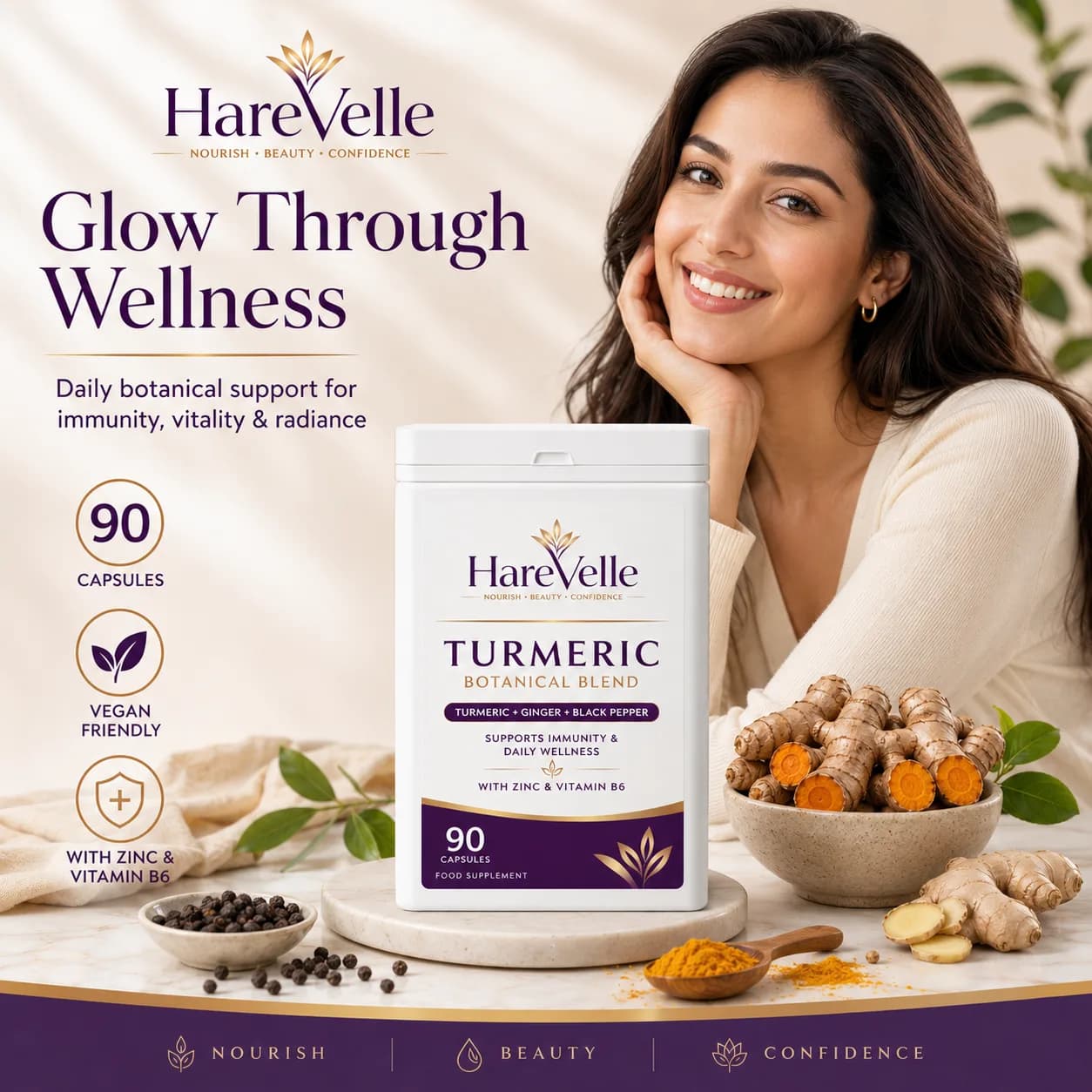 Turmeric Botanical Blend with turmeric and botanical ingredient callouts