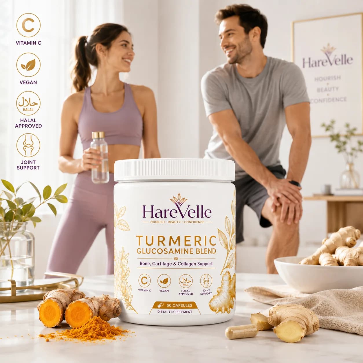Turmeric Glucosamine Blend directions and suitability information panel